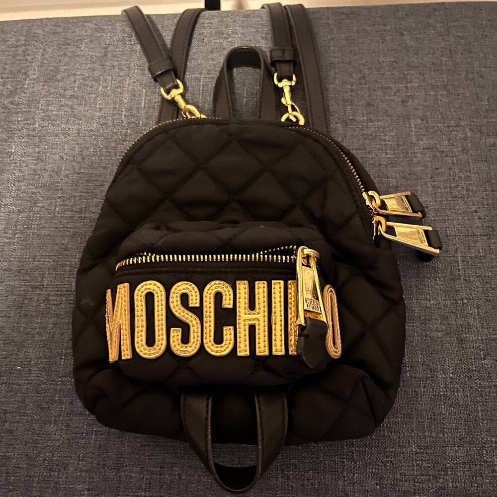 MOSCHINO black and gold mini backpack